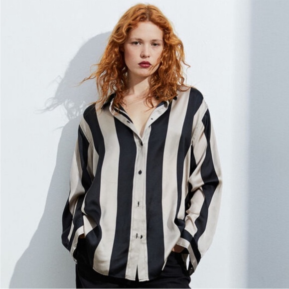 H&M Tops - H&M Satin Stripe Blouse